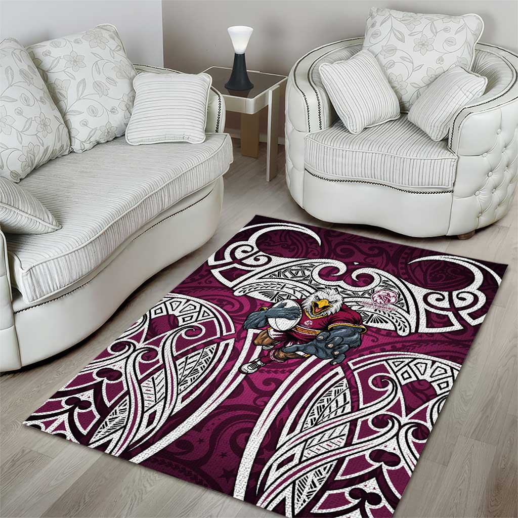 Manly Warringah Sea Eagles Rugby Area Rug Polynesian Tribal Eagle Warrior Maroon Pattern