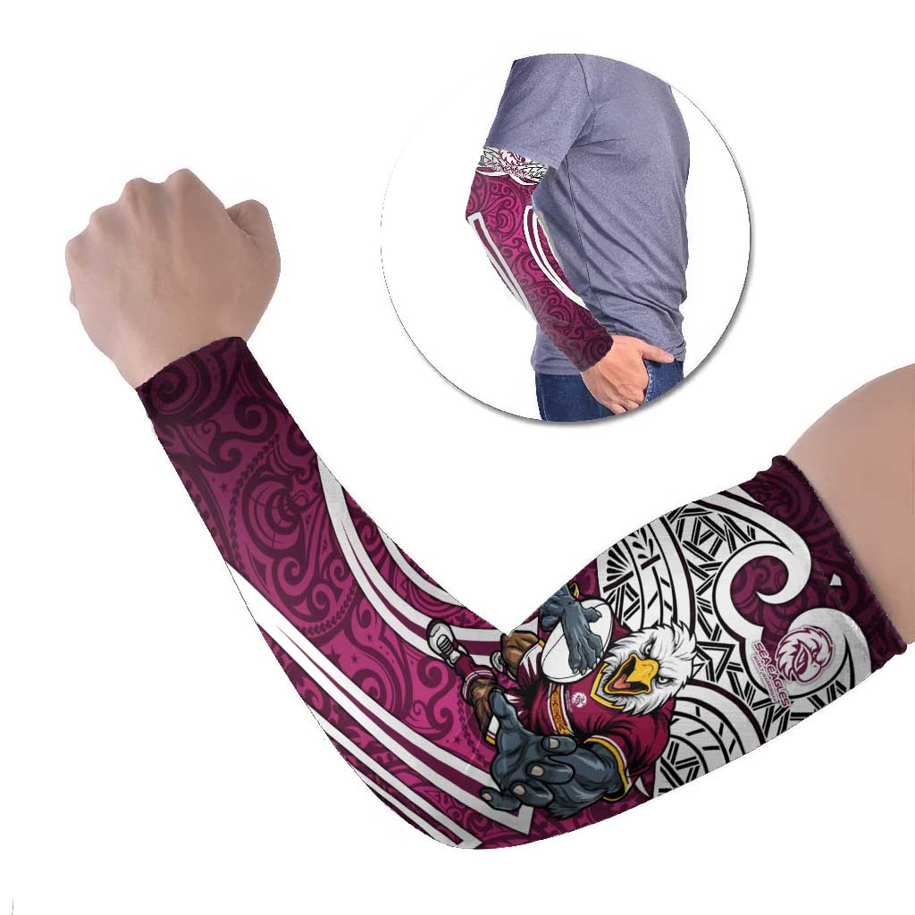 Manly Warringah Sea Eagles Rugby Arm Sleeves Polynesian Tribal Eagle Warrior Maroon Pattern