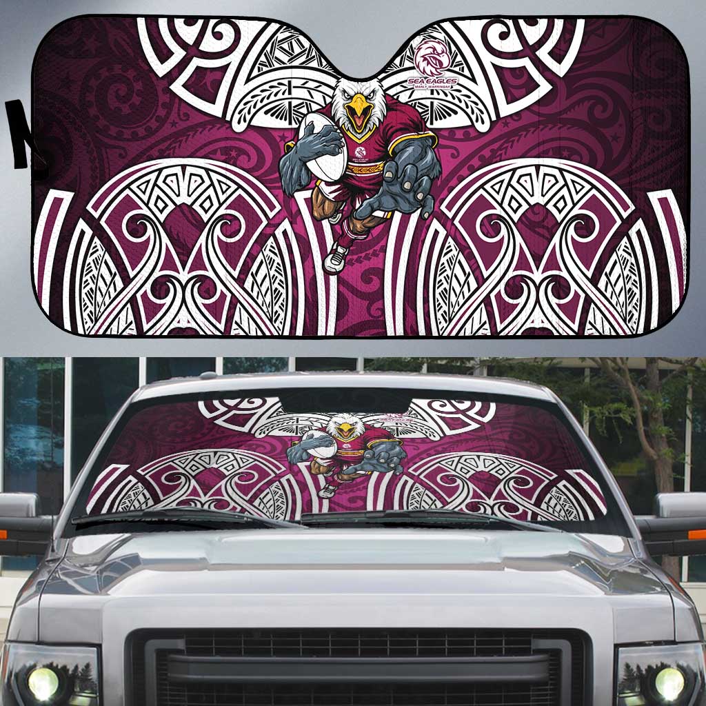 Manly Warringah Sea Eagles Rugby Auto Sun Shade Polynesian Tribal Eagle Warrior Maroon Pattern