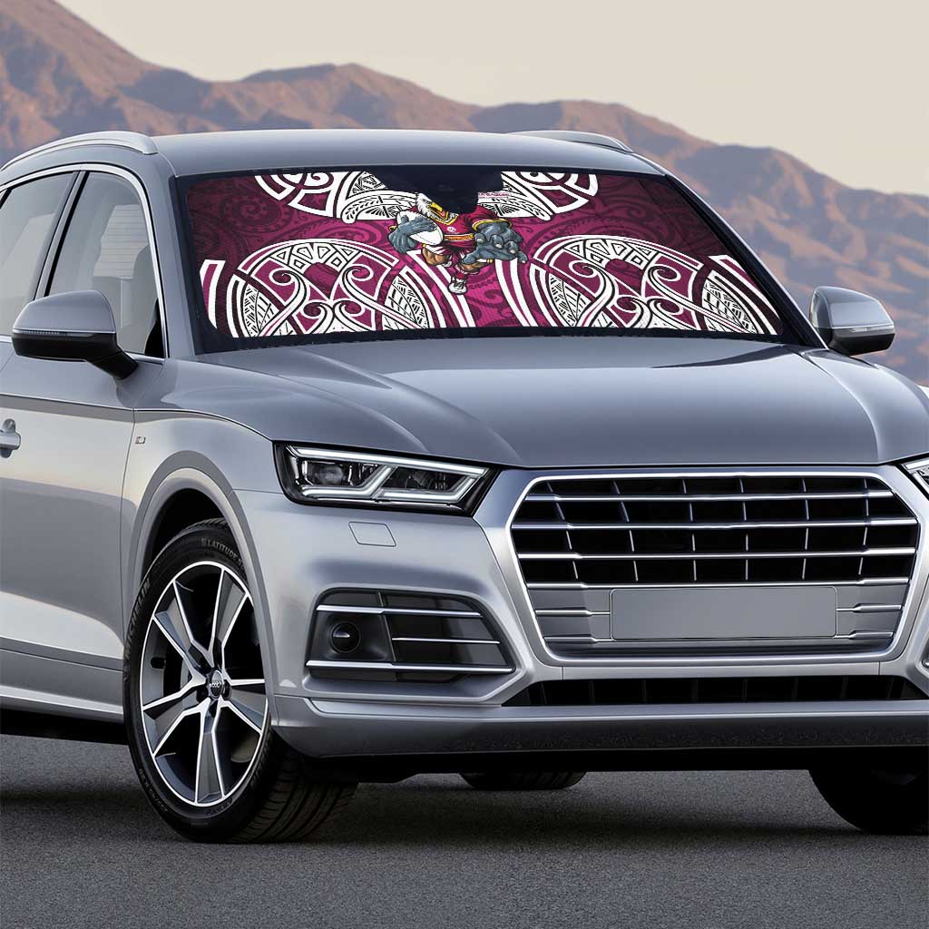 Manly Warringah Sea Eagles Rugby Auto Sun Shade Polynesian Tribal Eagle Warrior Maroon Pattern