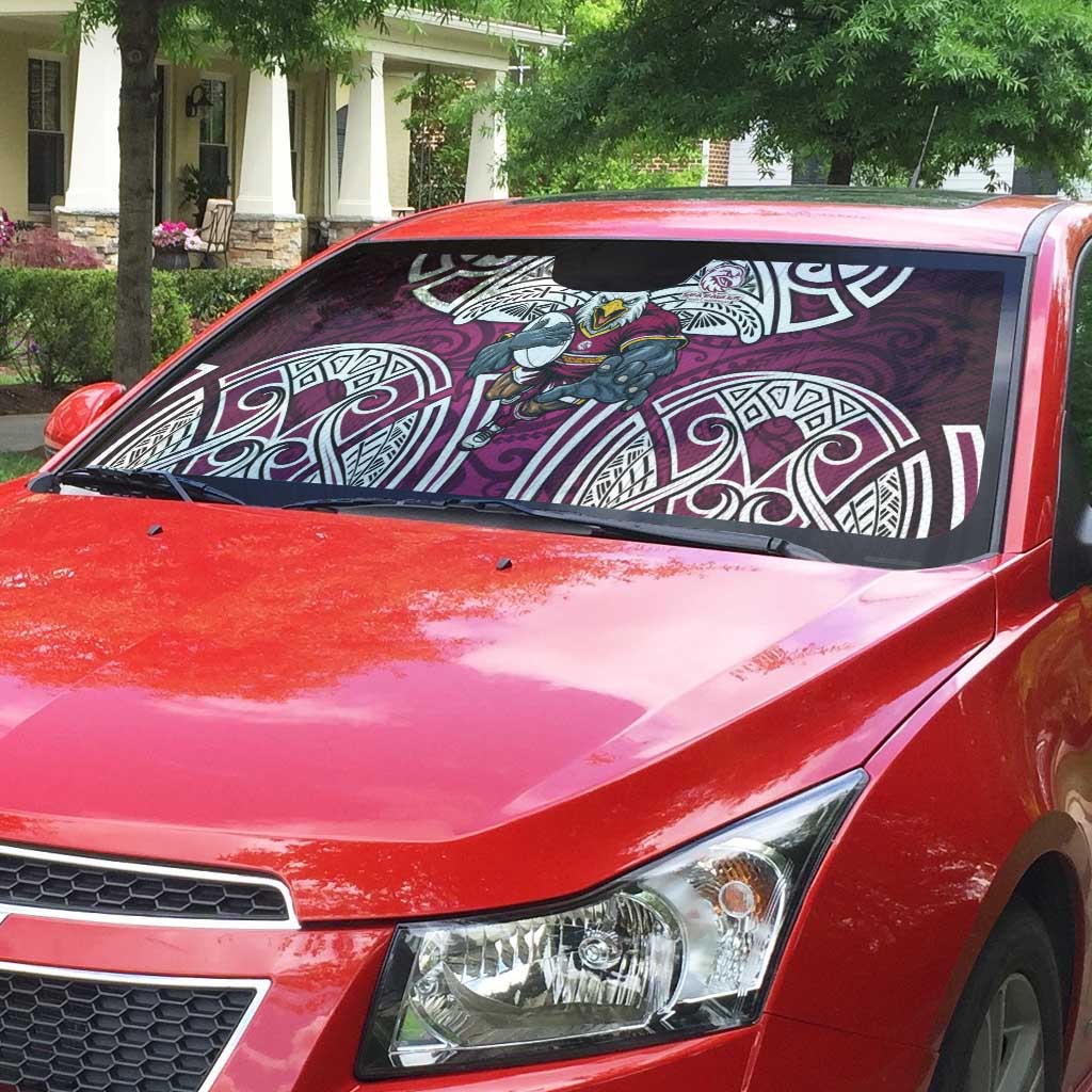 Manly Warringah Sea Eagles Rugby Auto Sun Shade Polynesian Tribal Eagle Warrior Maroon Pattern