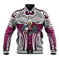 Manly Warringah Sea Eagles Rugby Baseball Jacket Polynesian Tribal Eagle Warrior Maroon Pattern