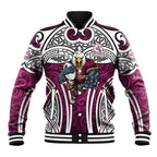 Manly Warringah Sea Eagles Rugby Baseball Jacket Polynesian Tribal Eagle Warrior Maroon Pattern