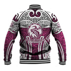 Manly Warringah Sea Eagles Rugby Baseball Jacket Polynesian Tribal Eagle Warrior Maroon Pattern