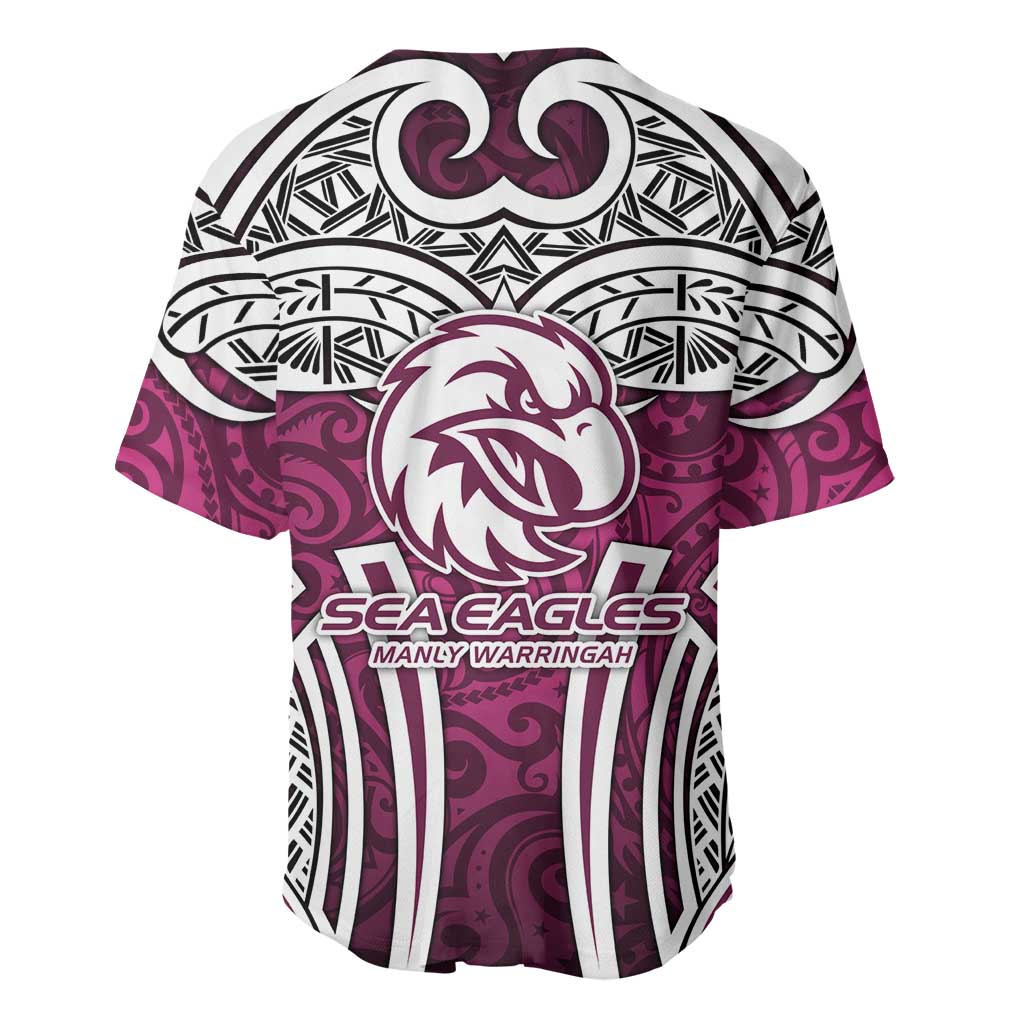Manly Warringah Sea Eagles Rugby Baseball Jersey Polynesian Tribal Eagle Warrior Maroon Pattern