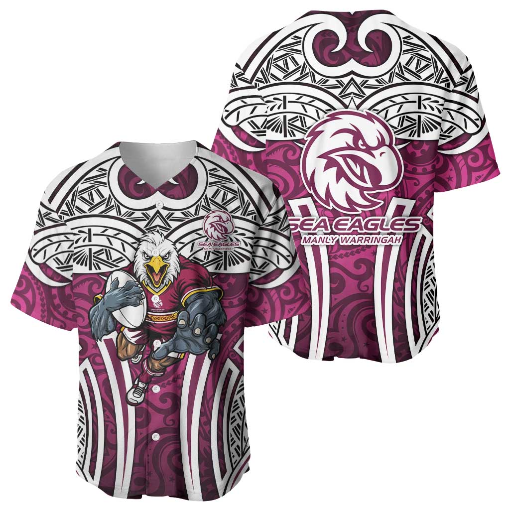 Manly Warringah Sea Eagles Rugby Baseball Jersey Polynesian Tribal Eagle Warrior Maroon Pattern