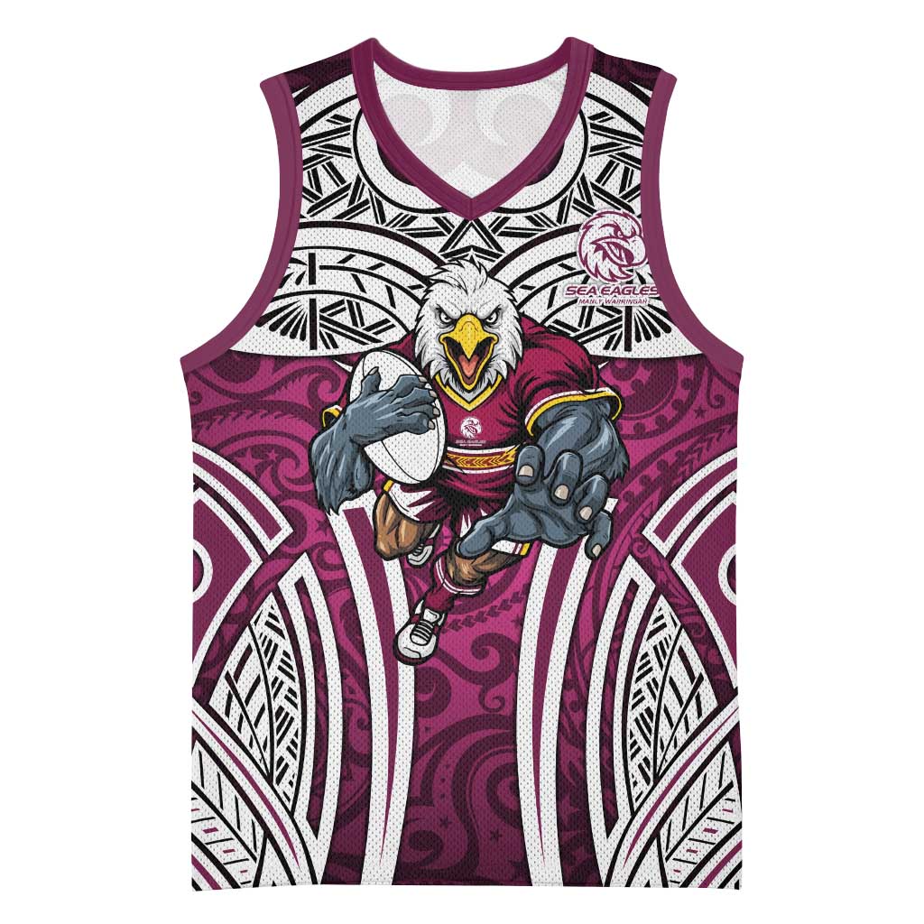 Manly Warringah Sea Eagles Rugby Basketball Jersey Polynesian Tribal Eagle Warrior Maroon Pattern