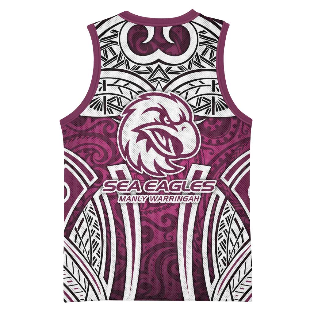 Manly Warringah Sea Eagles Rugby Basketball Jersey Polynesian Tribal Eagle Warrior Maroon Pattern