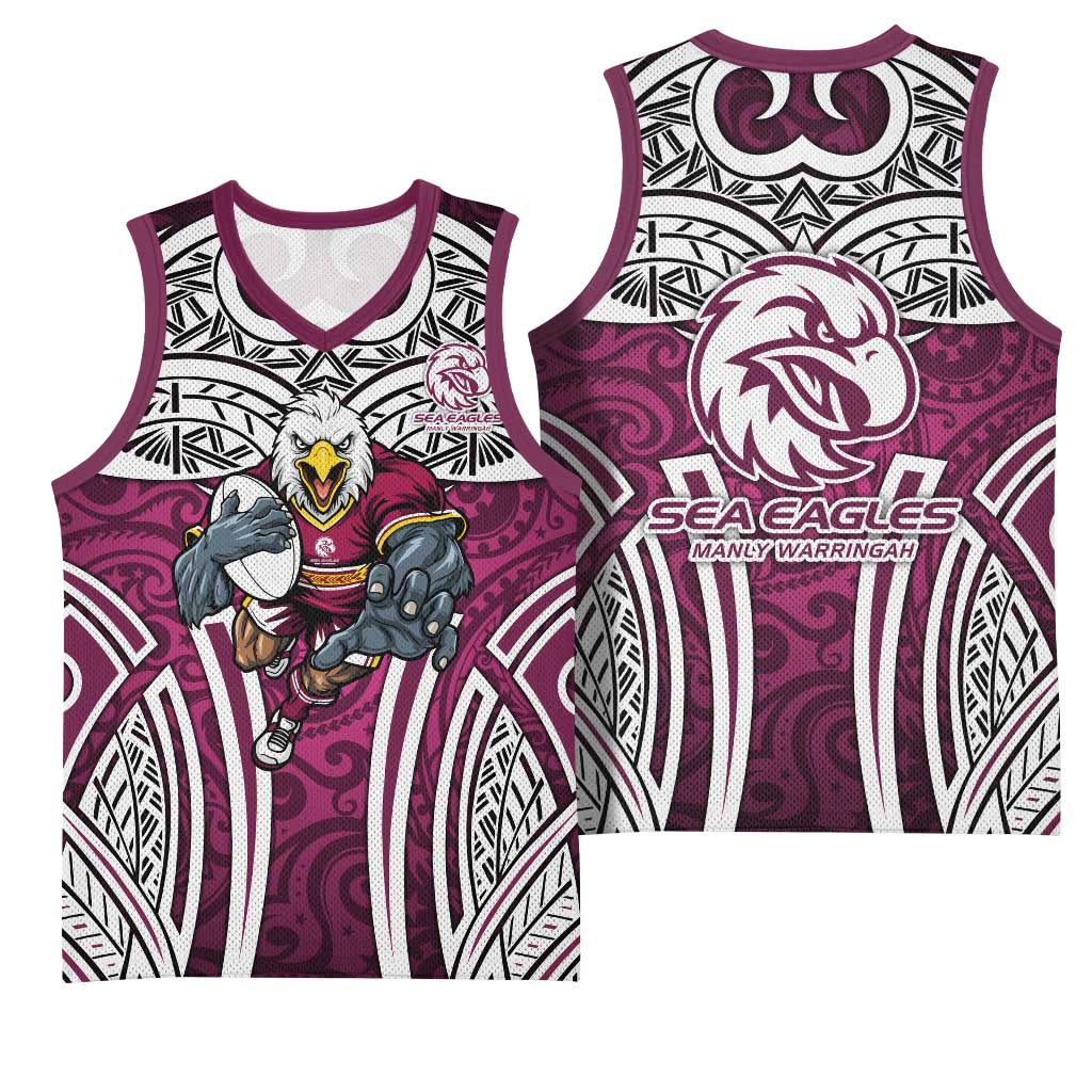 Manly Warringah Sea Eagles Rugby Basketball Jersey Polynesian Tribal Eagle Warrior Maroon Pattern