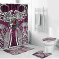 Manly Warringah Sea Eagles Rugby Bathroom Set Polynesian Tribal Eagle Warrior Maroon Pattern