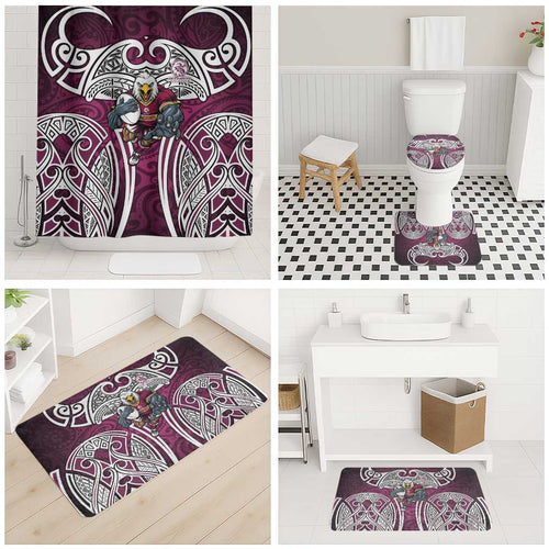 Manly Warringah Sea Eagles Rugby Bathroom Set Polynesian Tribal Eagle Warrior Maroon Pattern