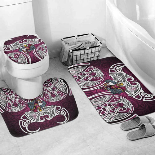 Manly Warringah Sea Eagles Rugby Bathroom Set Polynesian Tribal Eagle Warrior Maroon Pattern