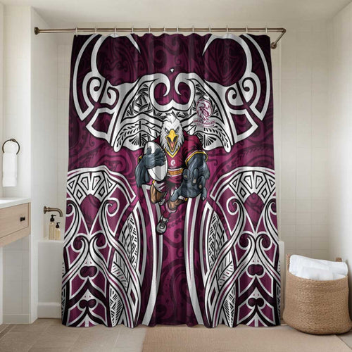 Manly Warringah Sea Eagles Rugby Bathroom Set Polynesian Tribal Eagle Warrior Maroon Pattern