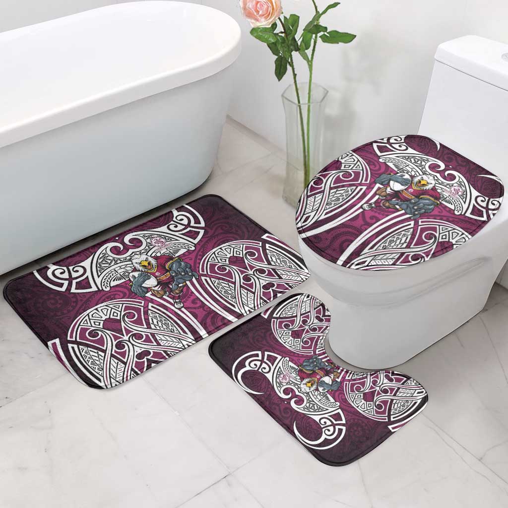 Manly Warringah Sea Eagles Rugby Bathroom Set Polynesian Tribal Eagle Warrior Maroon Pattern