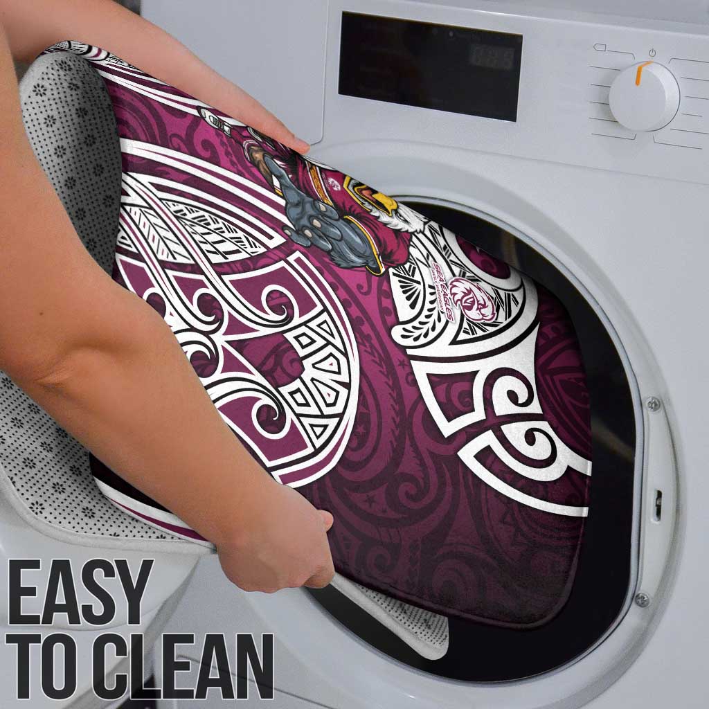 Manly Warringah Sea Eagles Rugby Bathroom Set Polynesian Tribal Eagle Warrior Maroon Pattern