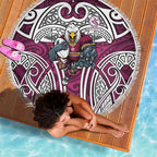 Manly Warringah Sea Eagles Rugby Beach Blanket Polynesian Tribal Eagle Warrior Maroon Pattern