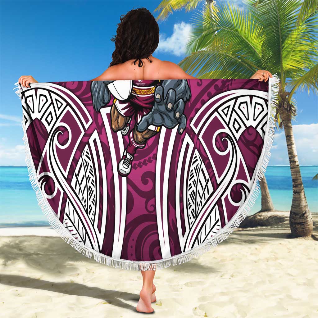 Manly Warringah Sea Eagles Rugby Beach Blanket Polynesian Tribal Eagle Warrior Maroon Pattern