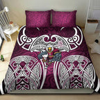 Manly Warringah Sea Eagles Rugby Bedding Set Polynesian Tribal Eagle Warrior Maroon Pattern