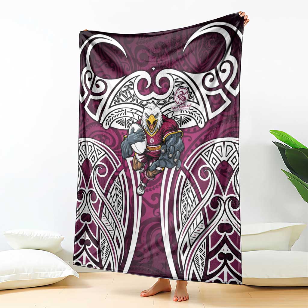 Manly Warringah Sea Eagles Rugby Blanket Polynesian Tribal Eagle Warrior Maroon Pattern