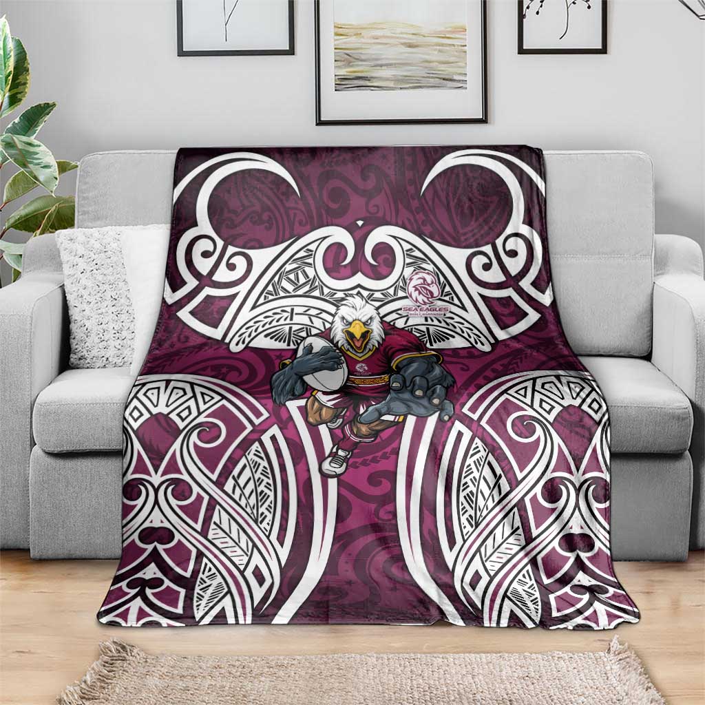 Manly Warringah Sea Eagles Rugby Blanket Polynesian Tribal Eagle Warrior Maroon Pattern