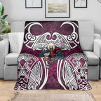 Manly Warringah Sea Eagles Rugby Blanket Polynesian Tribal Eagle Warrior Maroon Pattern