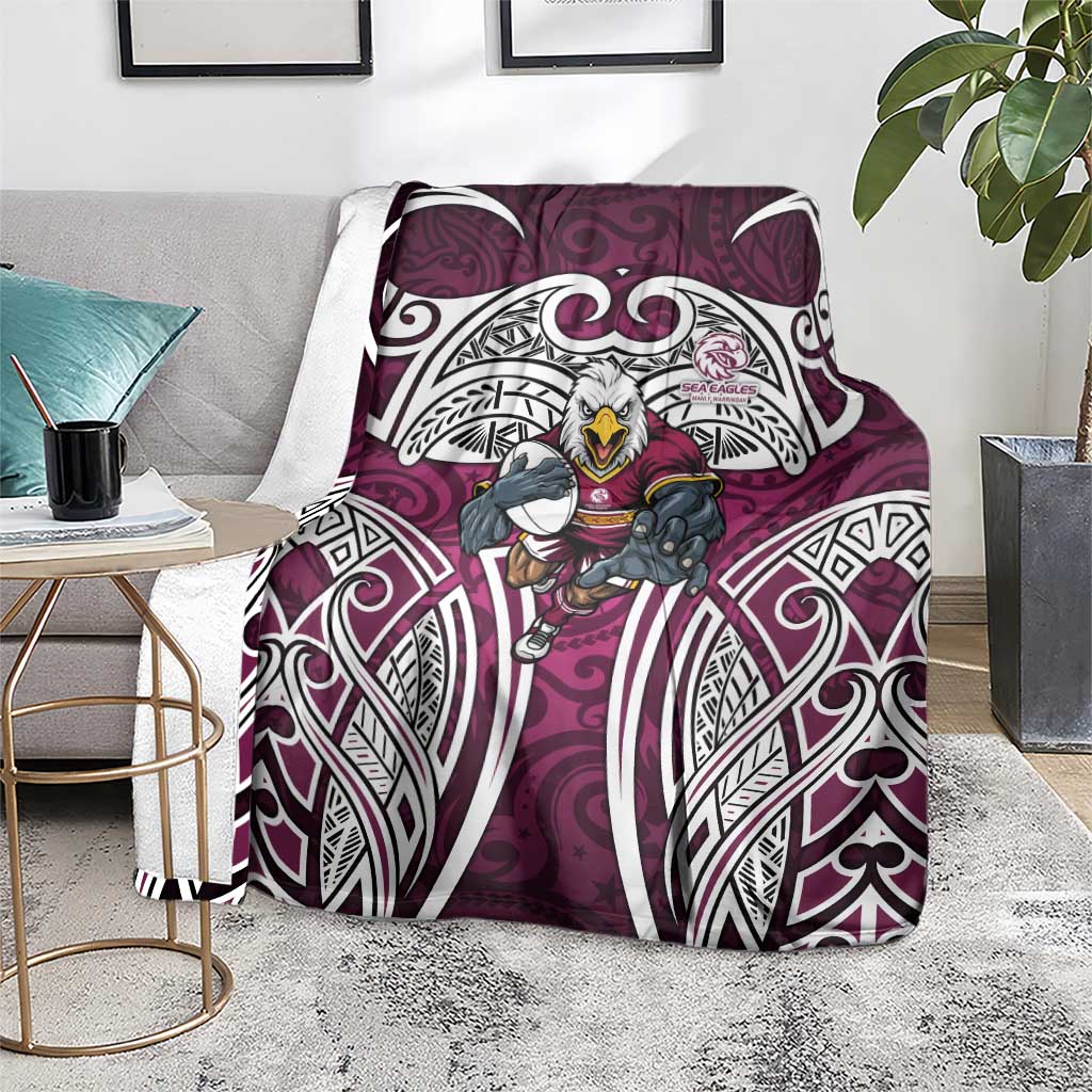 Manly Warringah Sea Eagles Rugby Blanket Polynesian Tribal Eagle Warrior Maroon Pattern