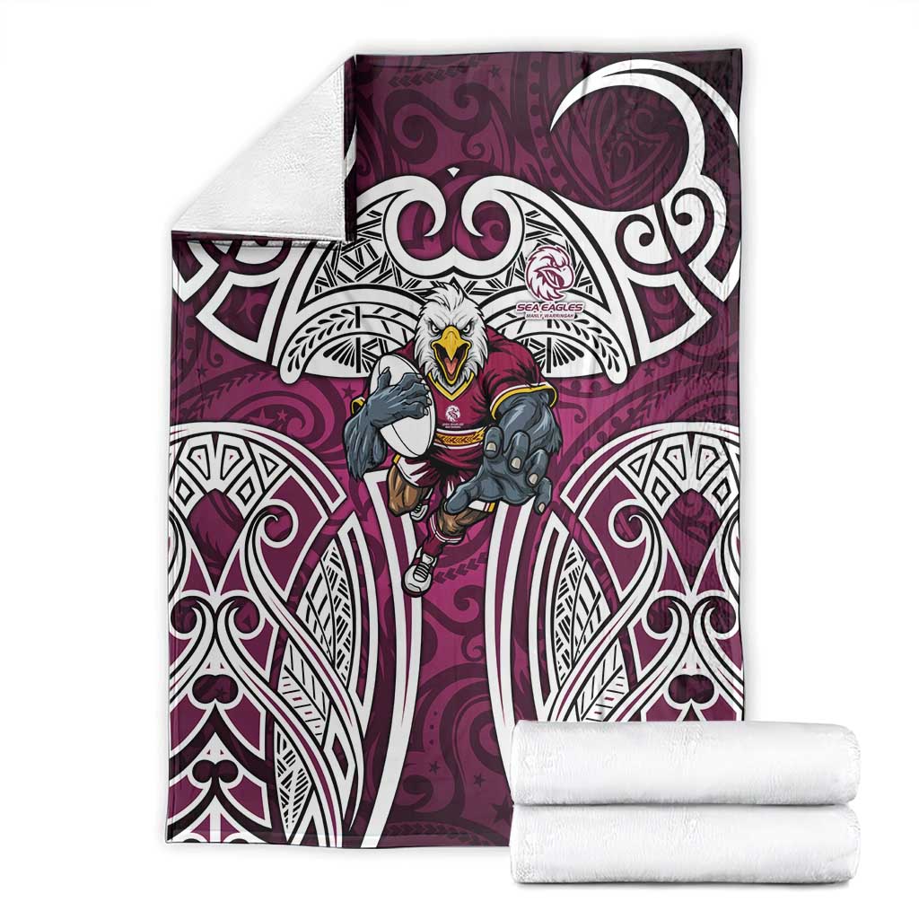 Manly Warringah Sea Eagles Rugby Blanket Polynesian Tribal Eagle Warrior Maroon Pattern