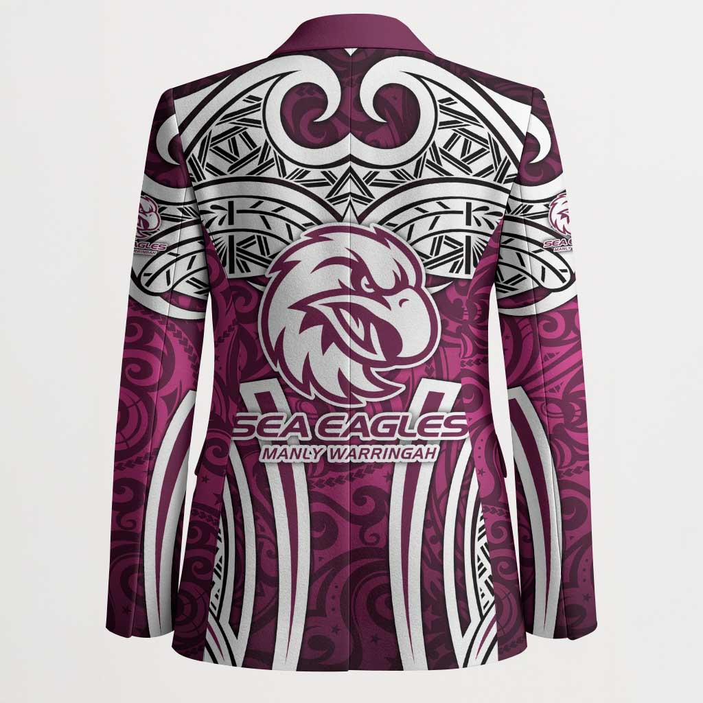 Manly Warringah Sea Eagles Rugby Blazer Polynesian Tribal Eagle Warrior Maroon Pattern