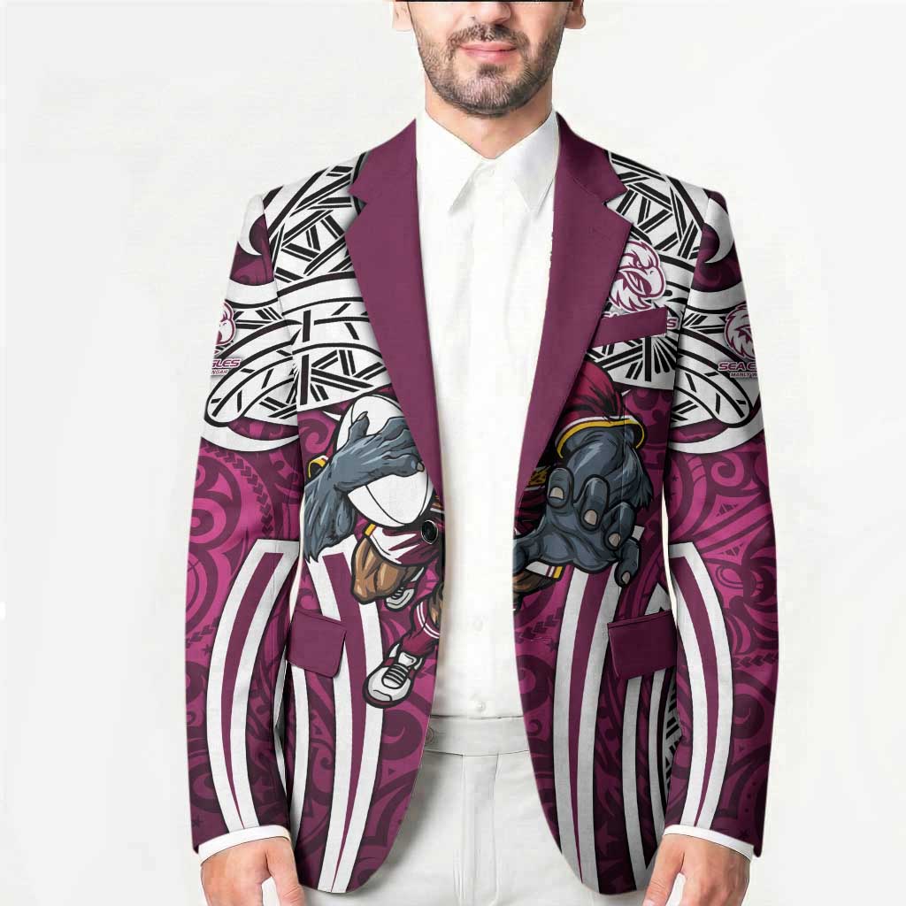 Manly Warringah Sea Eagles Rugby Blazer Polynesian Tribal Eagle Warrior Maroon Pattern