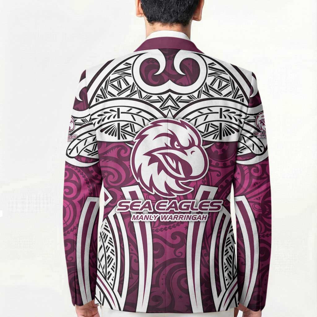 Manly Warringah Sea Eagles Rugby Blazer Polynesian Tribal Eagle Warrior Maroon Pattern