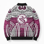 Manly Warringah Sea Eagles Rugby Bomber Puffer Jacket Polynesian Tribal Eagle Warrior Maroon Pattern