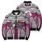 Manly Warringah Sea Eagles Rugby Bomber Puffer Jacket Polynesian Tribal Eagle Warrior Maroon Pattern
