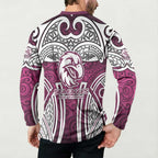 Manly Warringah Sea Eagles Rugby Button Sweatshirt Polynesian Tribal Eagle Warrior Maroon Pattern