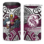 Manly Warringah Sea Eagles Rugby 4 in 1 Can Cooler Tumbler Polynesian Tribal Eagle Warrior Maroon Pattern