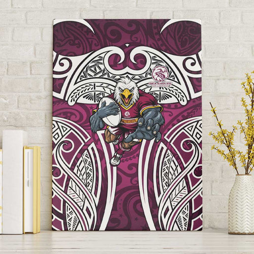 Manly Warringah Sea Eagles Rugby Canvas Wall Art Polynesian Tribal Eagle Warrior Maroon Pattern