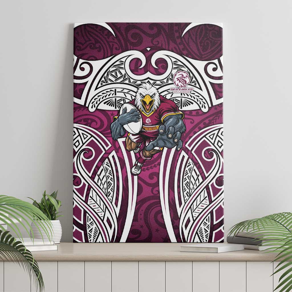 Manly Warringah Sea Eagles Rugby Canvas Wall Art Polynesian Tribal Eagle Warrior Maroon Pattern