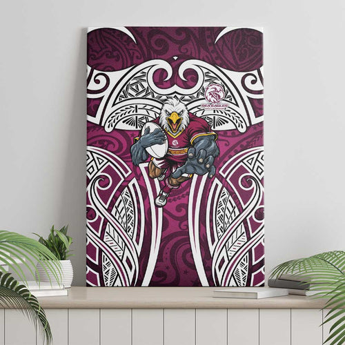 Manly Warringah Sea Eagles Rugby Canvas Wall Art Polynesian Tribal Eagle Warrior Maroon Pattern