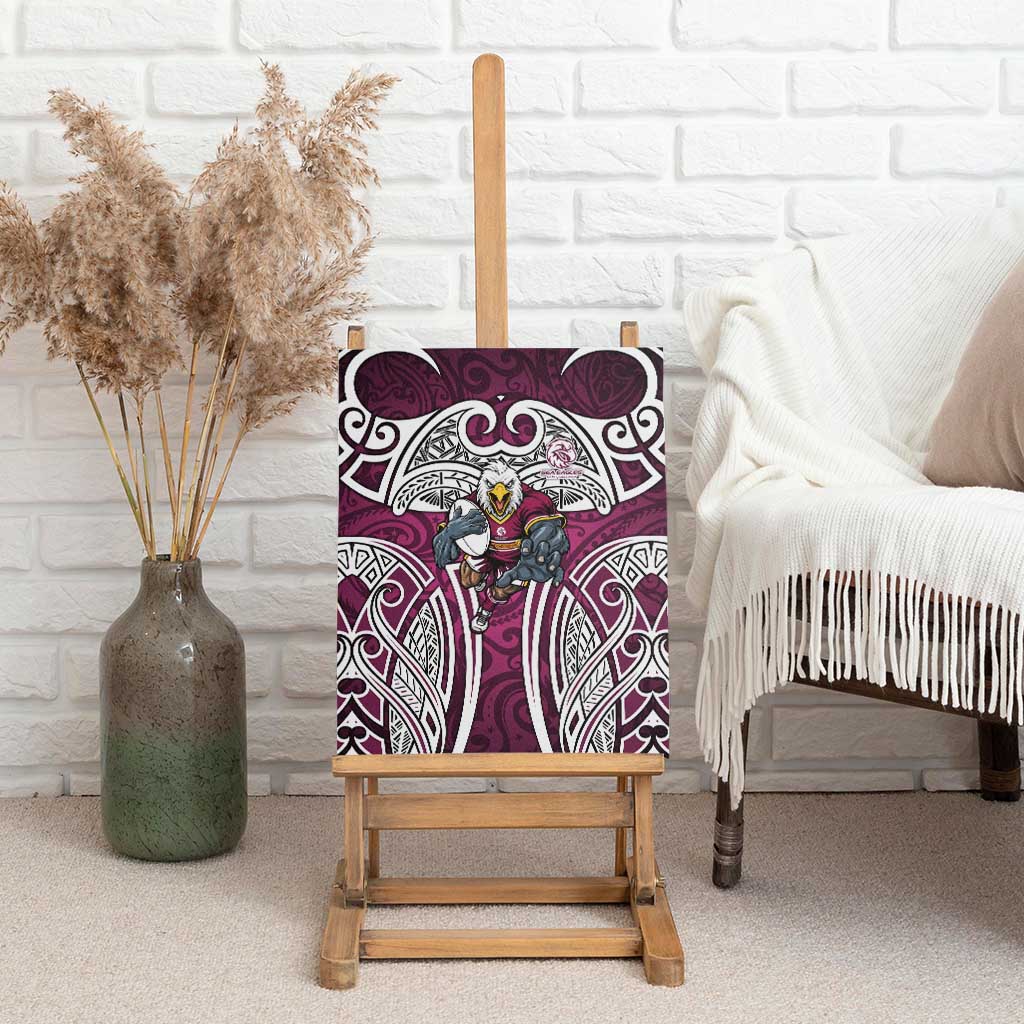 Manly Warringah Sea Eagles Rugby Canvas Wall Art Polynesian Tribal Eagle Warrior Maroon Pattern