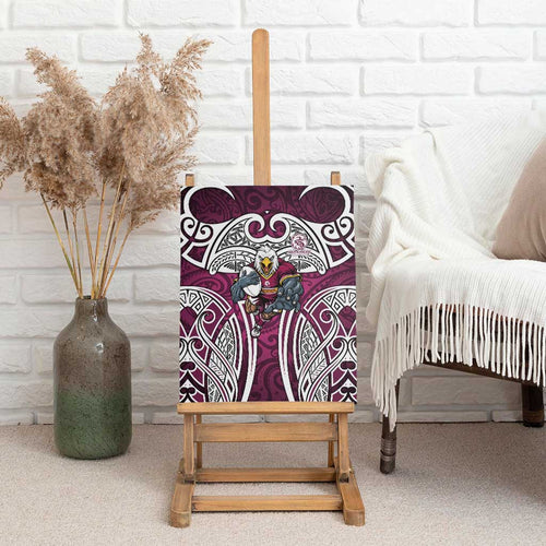 Manly Warringah Sea Eagles Rugby Canvas Wall Art Polynesian Tribal Eagle Warrior Maroon Pattern