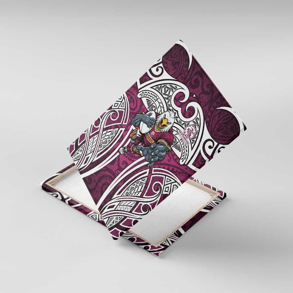 Manly Warringah Sea Eagles Rugby Canvas Wall Art Polynesian Tribal Eagle Warrior Maroon Pattern