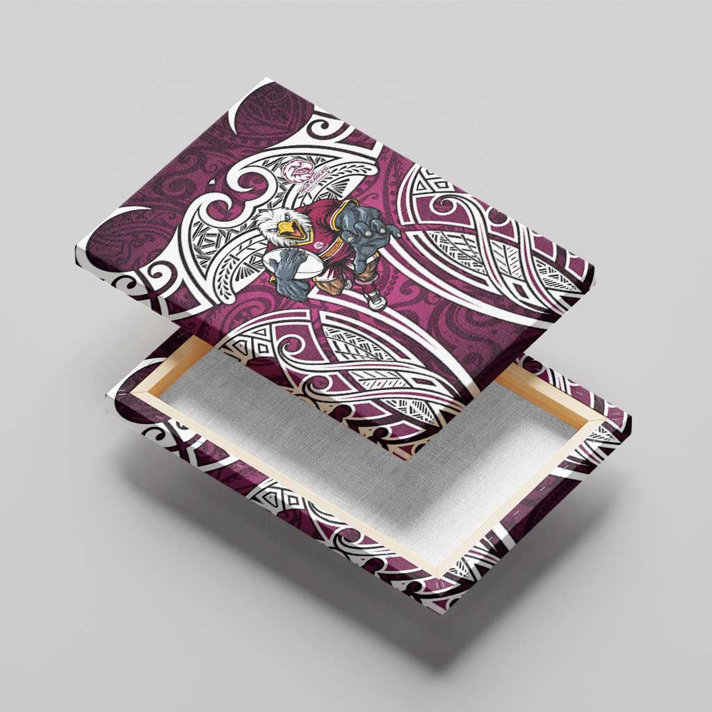 Manly Warringah Sea Eagles Rugby Canvas Wall Art Polynesian Tribal Eagle Warrior Maroon Pattern