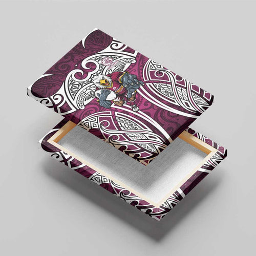Manly Warringah Sea Eagles Rugby Canvas Wall Art Polynesian Tribal Eagle Warrior Maroon Pattern
