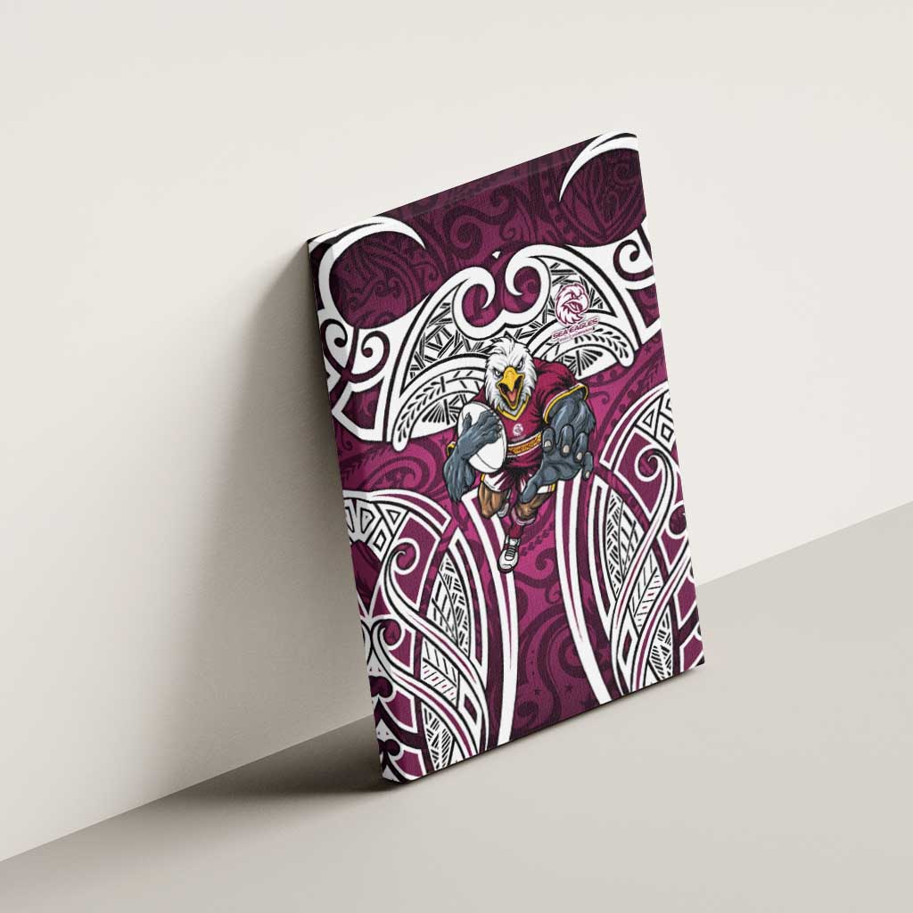 Manly Warringah Sea Eagles Rugby Canvas Wall Art Polynesian Tribal Eagle Warrior Maroon Pattern
