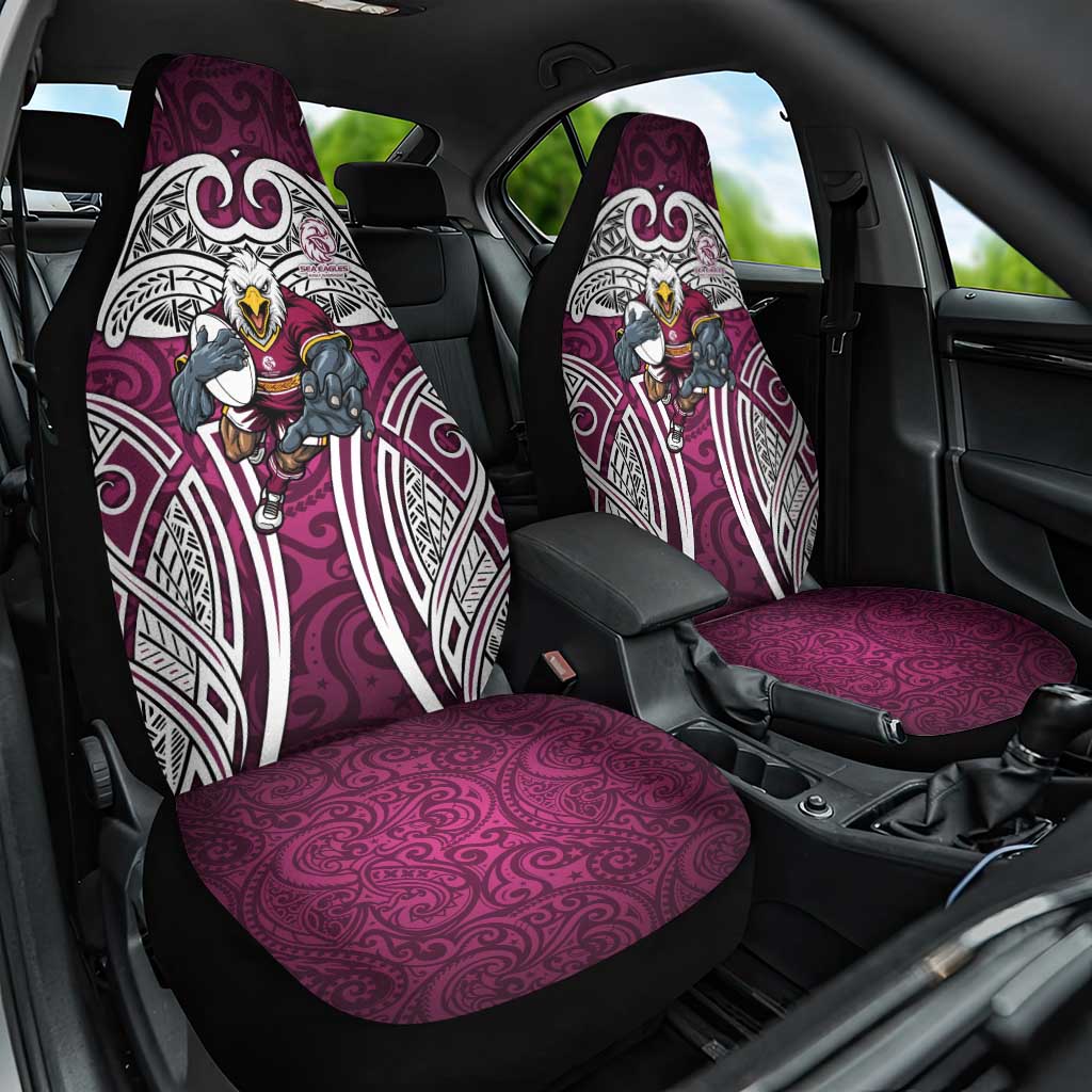 Manly Warringah Sea Eagles Rugby Car Seat Cover Polynesian Tribal Eagle Warrior Maroon Pattern