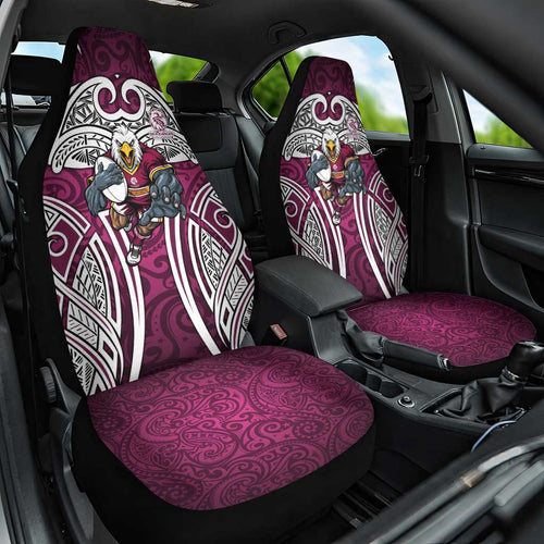 Manly Warringah Sea Eagles Rugby Car Seat Cover Polynesian Tribal Eagle Warrior Maroon Pattern