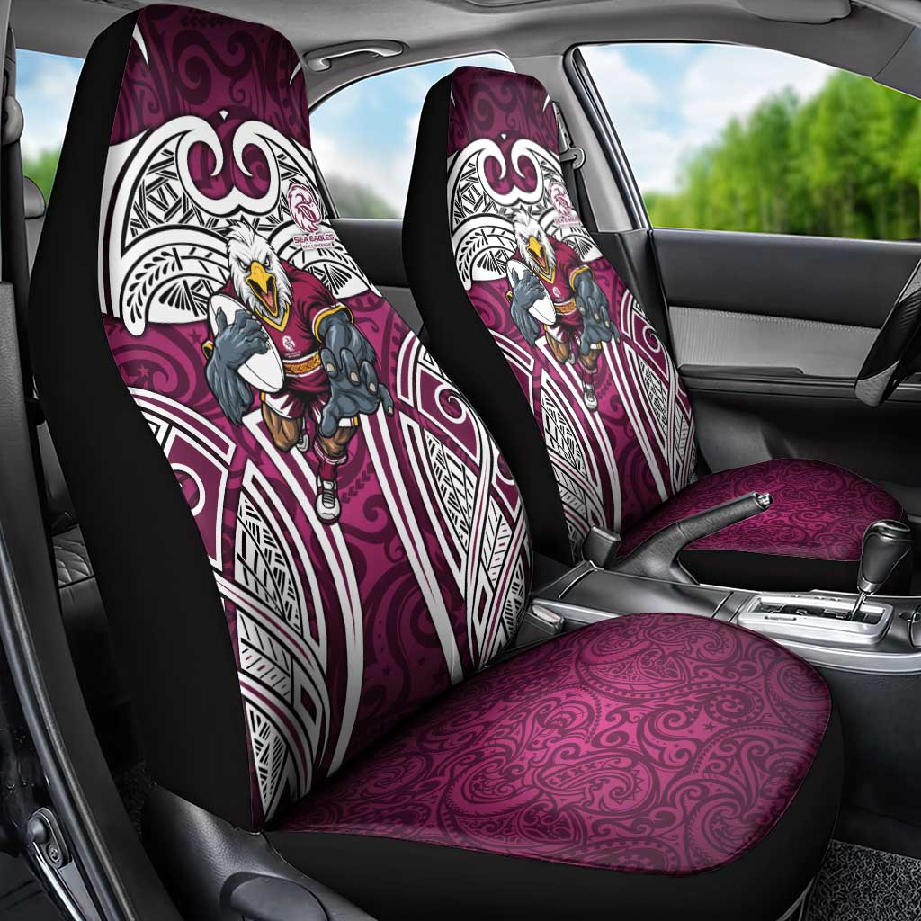 Manly Warringah Sea Eagles Rugby Car Seat Cover Polynesian Tribal Eagle Warrior Maroon Pattern