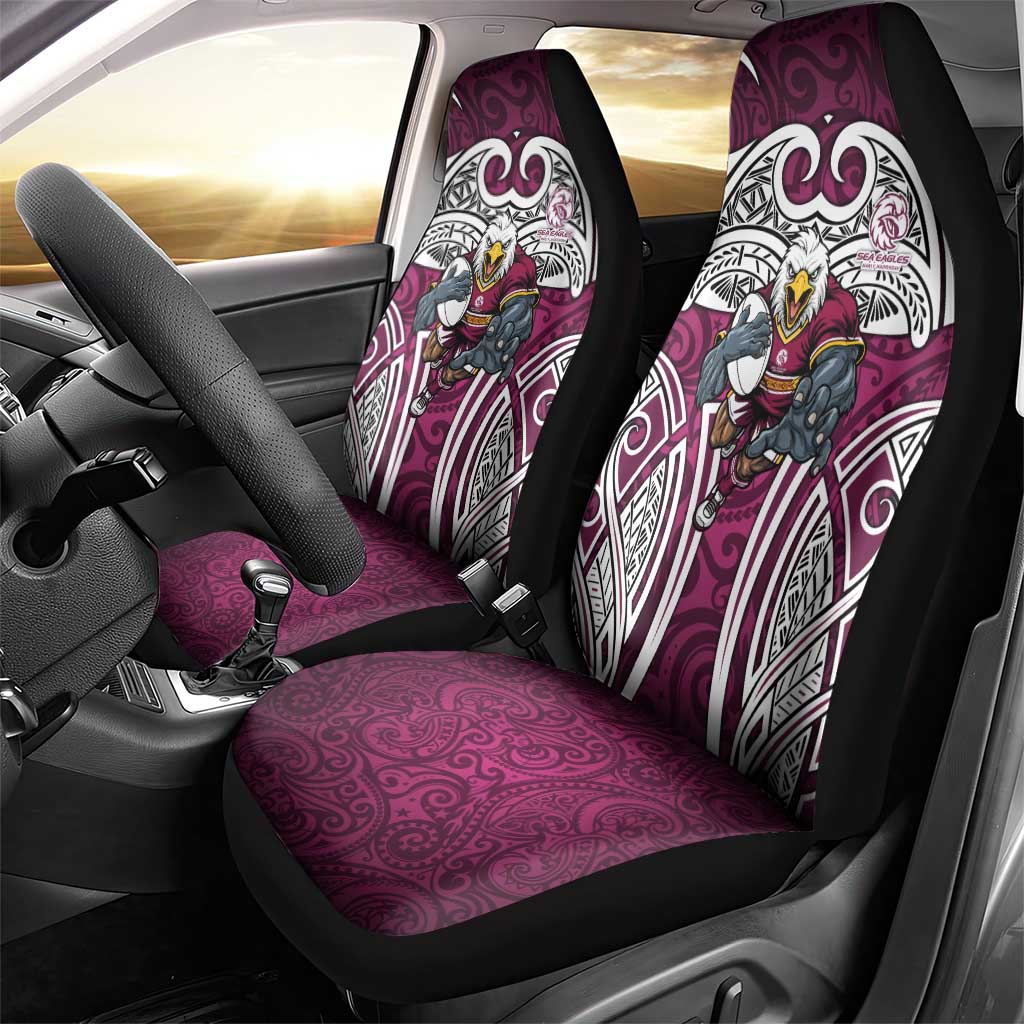 Manly Warringah Sea Eagles Rugby Car Seat Cover Polynesian Tribal Eagle Warrior Maroon Pattern