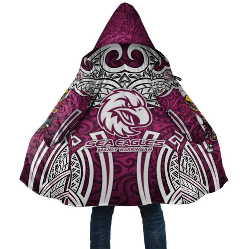 Manly Warringah Sea Eagles Rugby Cloak Polynesian Tribal Eagle Warrior Maroon Pattern