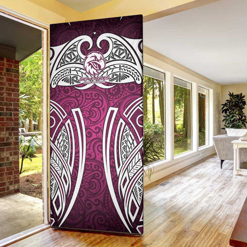 Manly Warringah Sea Eagles Rugby Door Cover Polynesian Tribal Eagle Warrior Maroon Pattern
