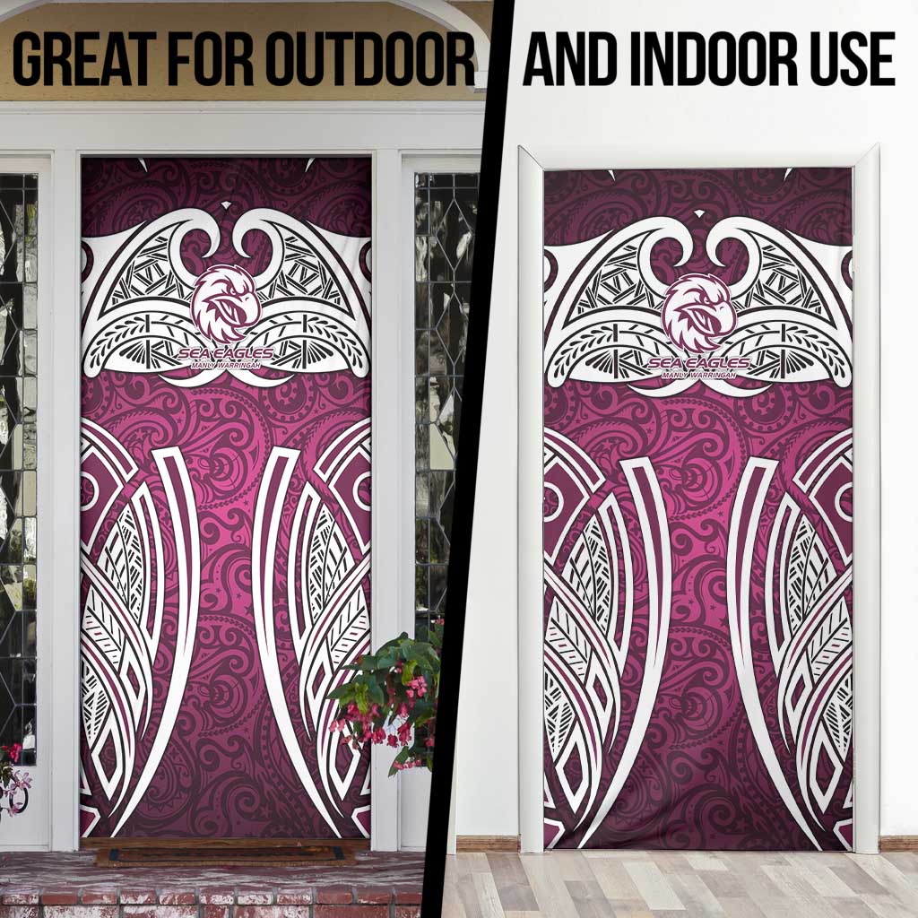 Manly Warringah Sea Eagles Rugby Door Cover Polynesian Tribal Eagle Warrior Maroon Pattern